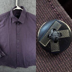 Kenzo Homme 17 Purple Solid Shirt Streetwear Button Up Long Sleeve Mens Spread